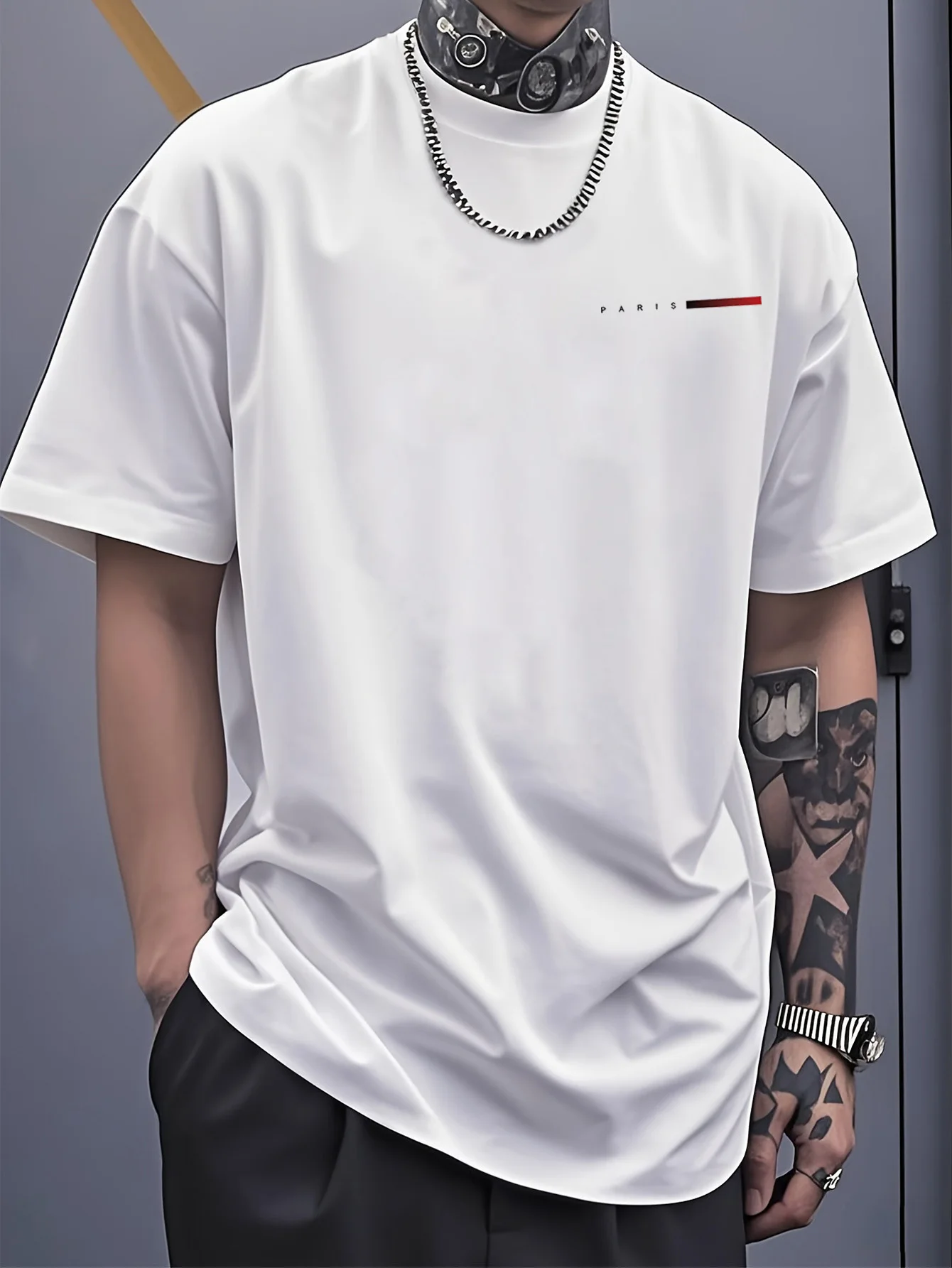 T Shirts for Man Summer Pure Round Neck Men'S Short Sleeve T-Shirt Street Trendy Base Layer