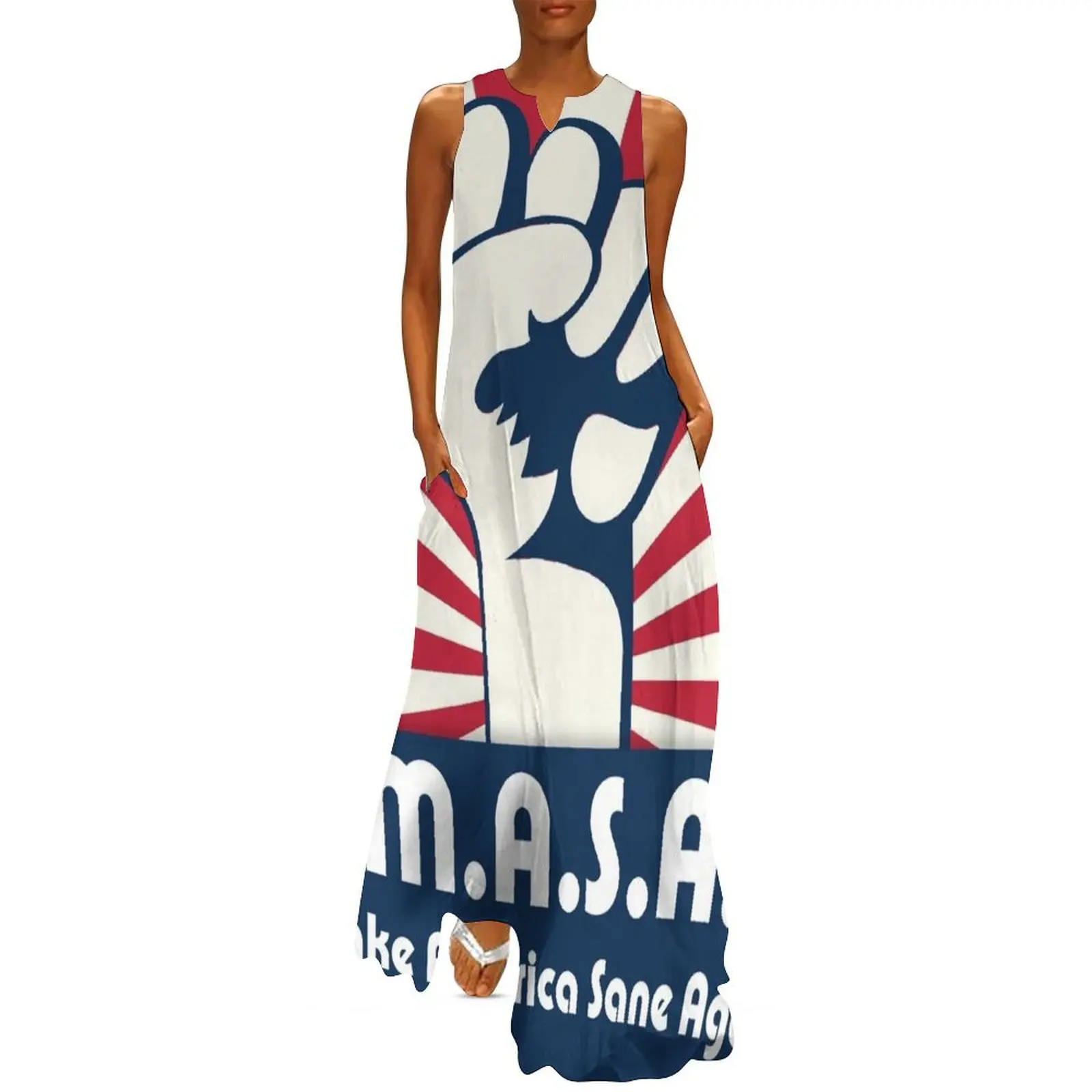 

M.A.S.A. Make America Sane Again Long Dress clothes summer clothes for women summer dresses womens 2024