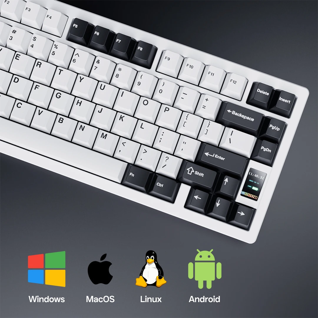 Chilkey-RGB Backlit Teclado mecânico sem fio Gaming, 75% Layout, Tri-modo personalizado, Hot Swappable, ND75