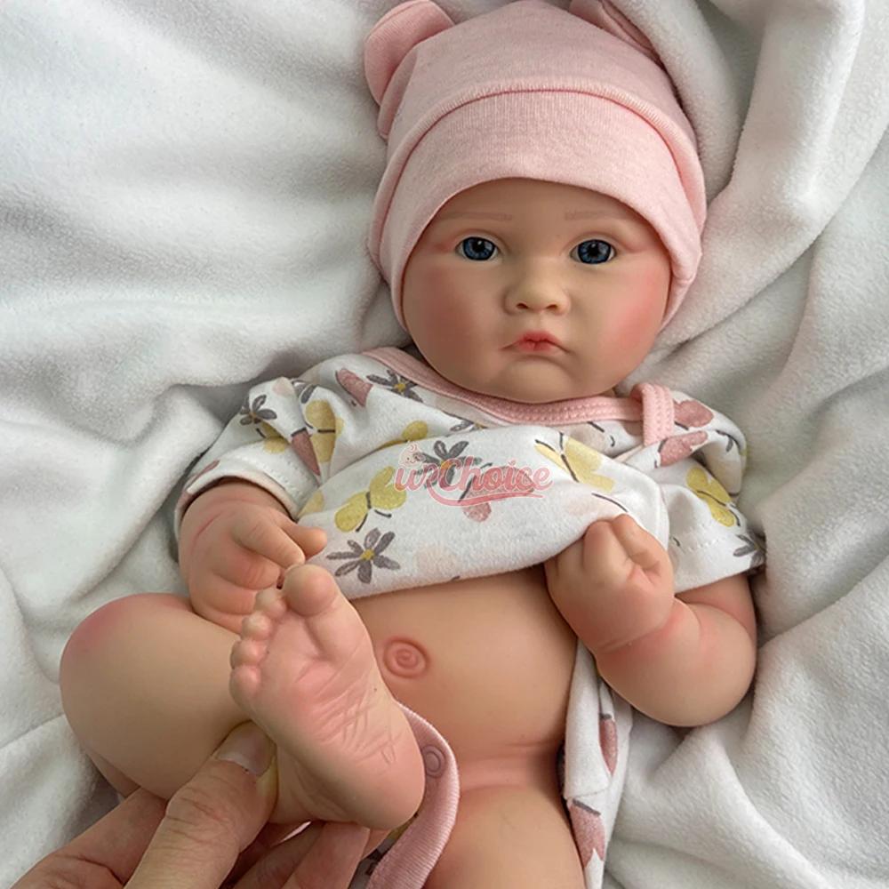 18" Chubby Full Solid Soft Silicone Reborn Baby Girl Open Mouth Newborn Lifelike Details Doll Exquisite Texture For Kids Toy