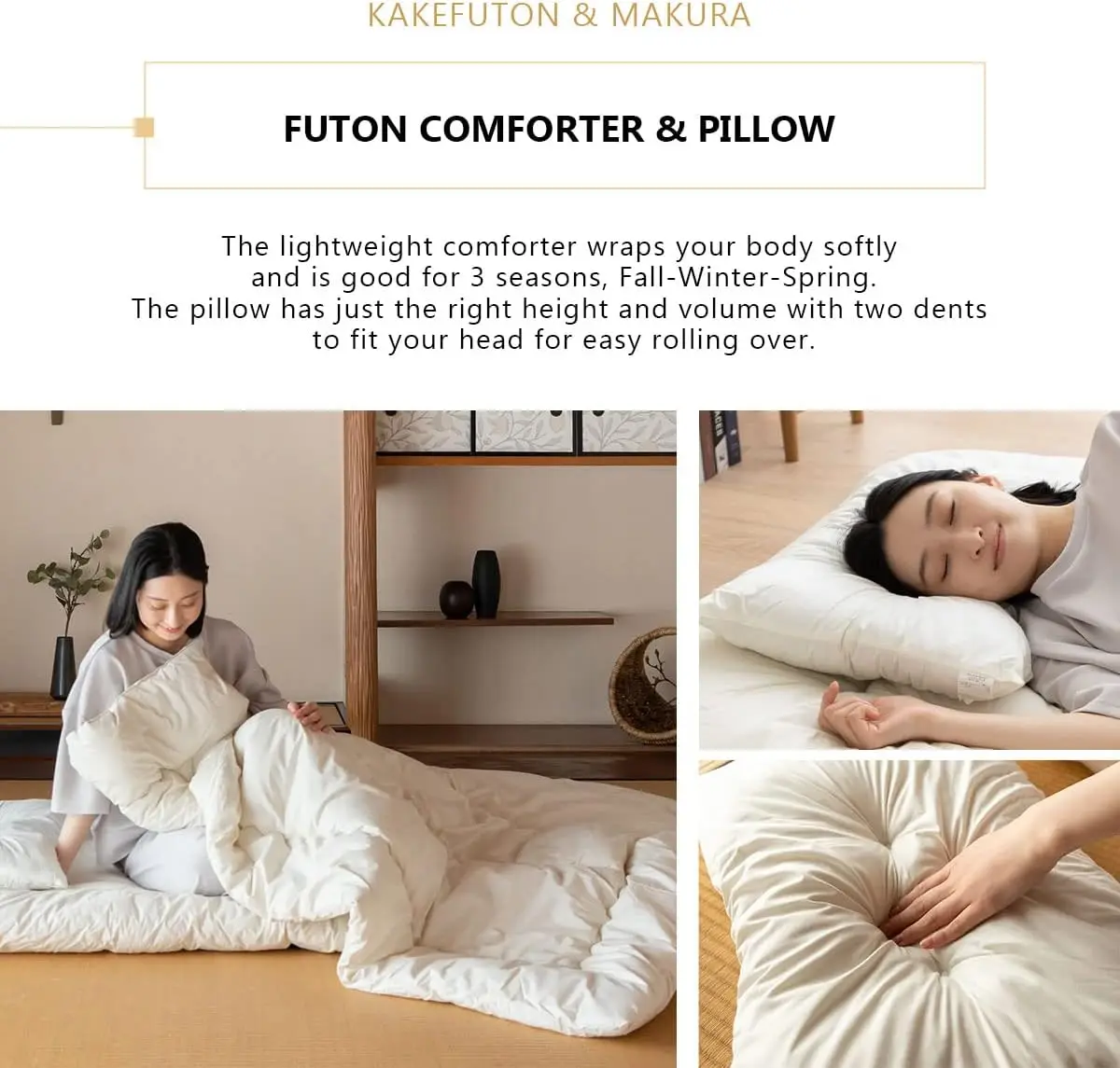 Emoor Ruimtebesparende Japanse Futon Set (Futon Matras, Dekbed En Kussen) Compact-Twin, Gemaakt In Japan, Opvouwbaar Vloer Slapen