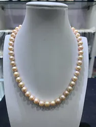 Natural AAAAA Sea Pearl Necklace Pink Luxury Jewelry 9-10mm Round Beads Banquet High-end Accessories sfs0215