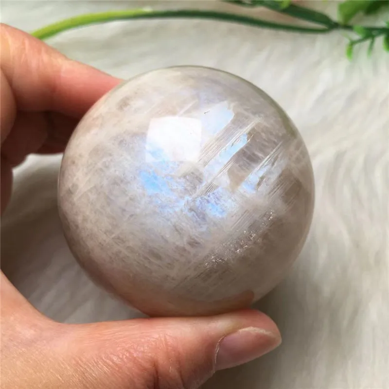 Natural Stone Blue Moonstone Crystal Ball Rock Decoration Rough Polished Labradorite Quartz Sphere Healing