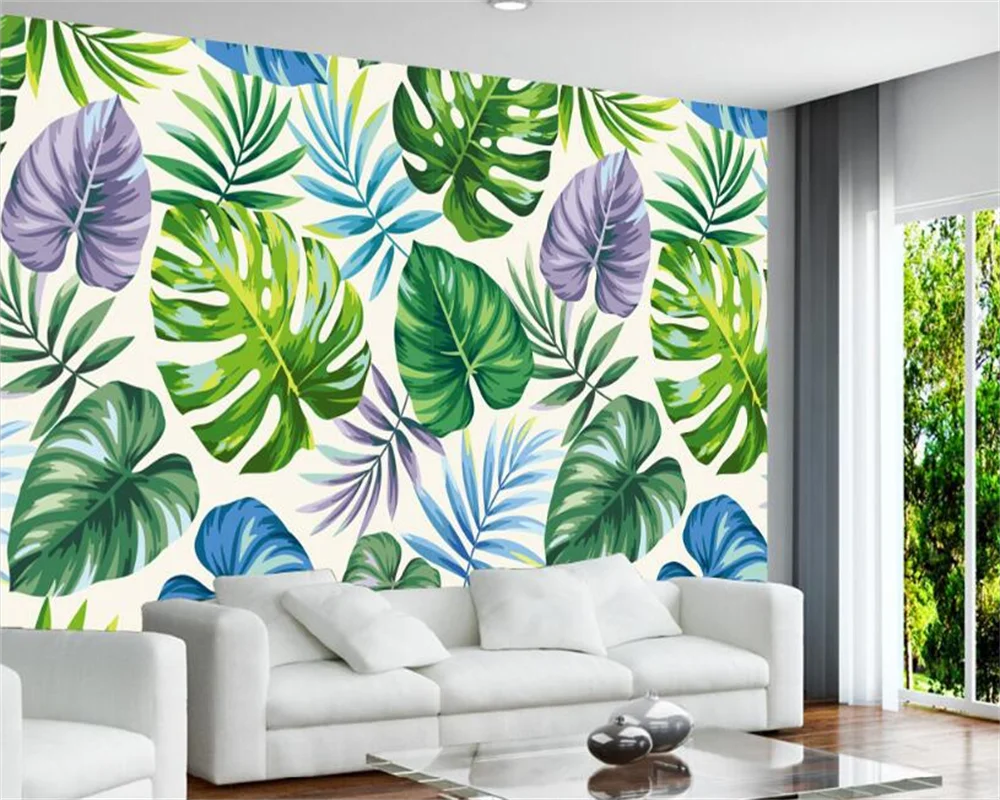 Custom Wallpaper Modern Simple Tropical Rainforest Plants Banana Leaves Living Room TV Sofa Background Wall Home Decor Mural