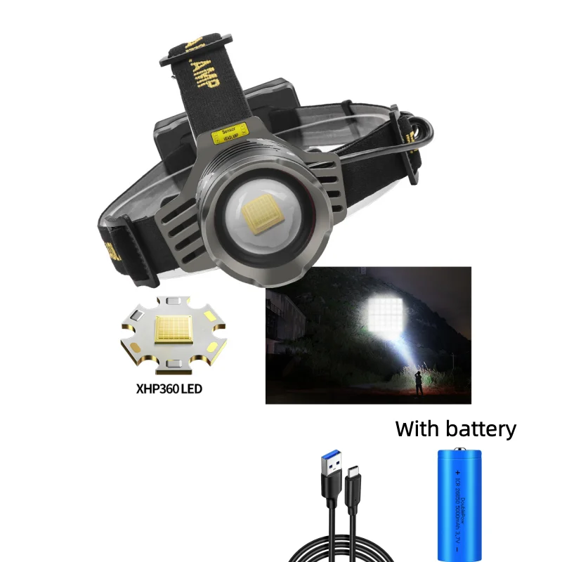 XHP360 Multi-Source 2*XHP50 Sensor-koplamp 30W Witte Laser-koplamp 1 x 26650 Koplamp