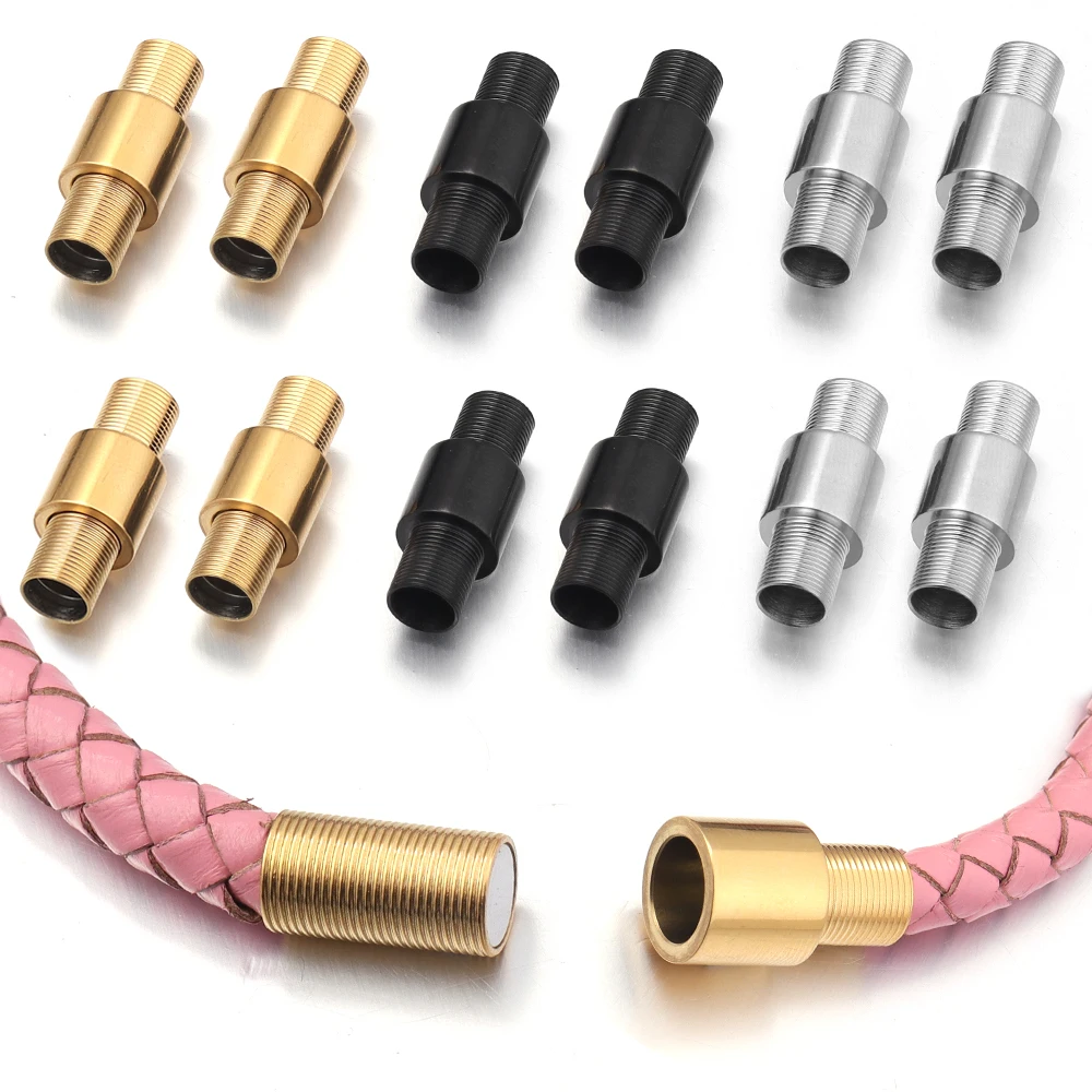 

2Pcs Stainless Steel Magnetic Clasps for Leather Cord Bracelet Thread Magnet Buckle Connecter DIY Jewelry Making Accessories