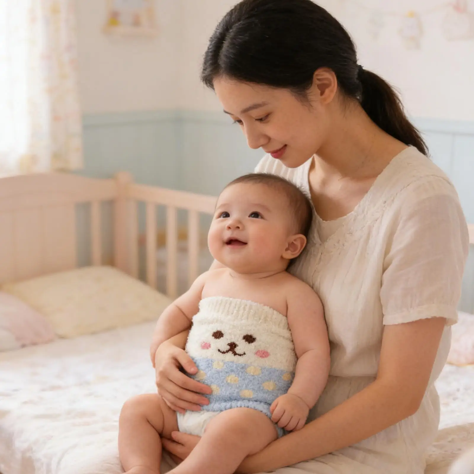 Cartoon Belly Button Wrap Winter soft Plush Waist Support for Relief Comfort Cold Weather Indoor Nursery Home Travel Daycare