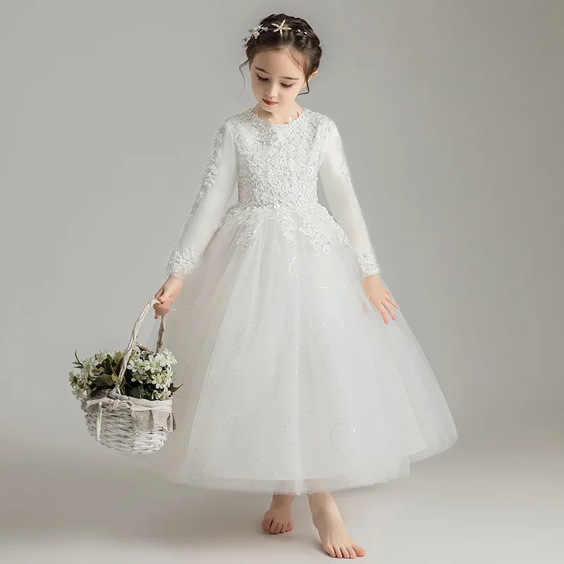 Princess Dress Spring Girls Flower Girl Wedding Little Girl Dress Princess Dress Light Luxury Niche High-end Piano Performance D