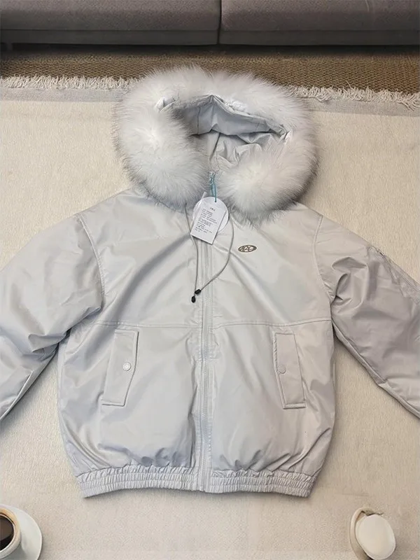

Zhaolu Thiened Hooded Cotton Jaet Large Fur Collar Parka Coat for Men And Women Winter Warm Outerwear Youth Faion