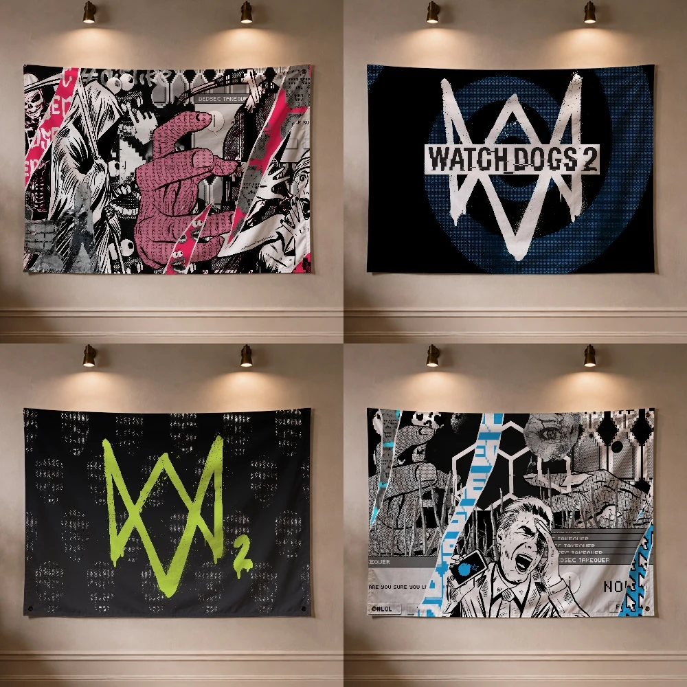 W-Watch D-DogsSS Game flag Decoration Outdoor Picnic Party Art Hanging Home Camping Party Banner