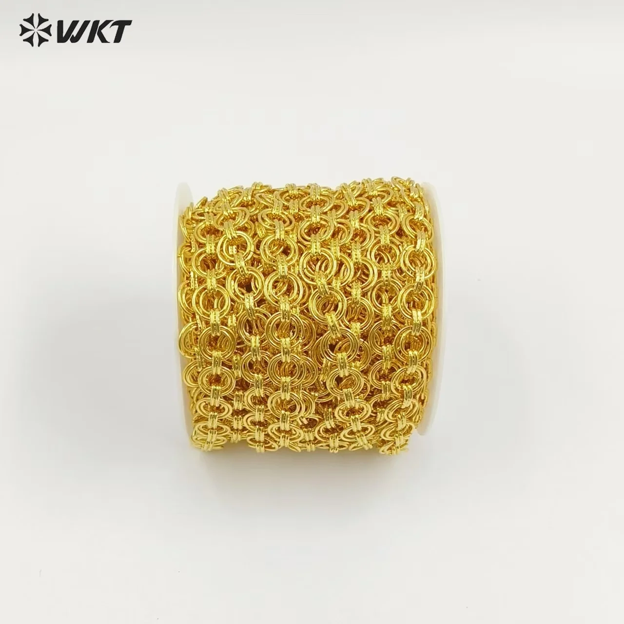 WT-BC248 Wholesale New Design Yellow Brass Chain With Gold Plated For Luxury Jewelry DIY Link Finding Double Circles 10 Meters