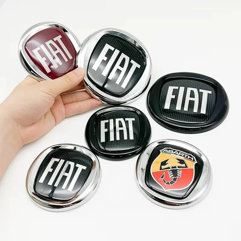 Emblema dianteiro e traseiro para carro em ABS de 75/85/95/100/120mm, adesivo com logotipo para FIAT 500 Pulse Panda Tipo Abarth Strada 600 500L Mobi