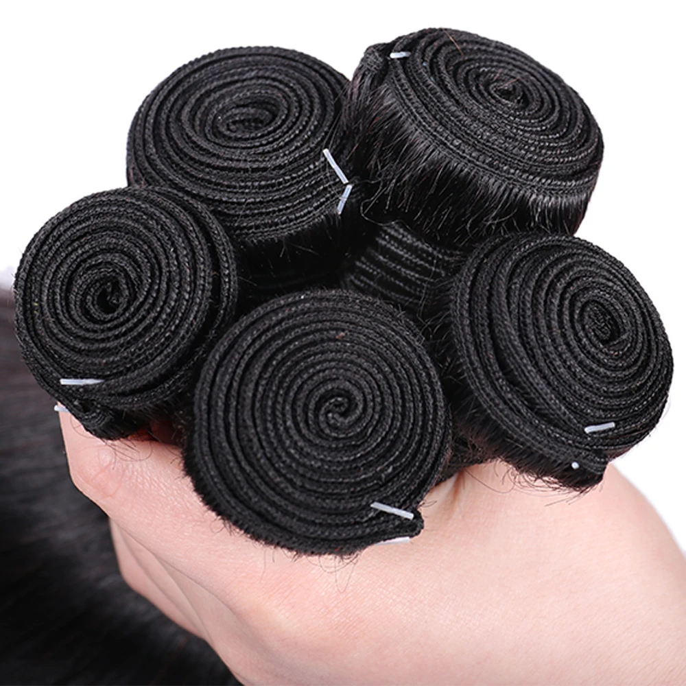 اللون الطبيعي البرازيلي الشعر البشري حزم مستقيمة 10-40 بوصة 1/3/4 حزمة ريمي شعر مستعار بشري لحمة مزدوجة تجديل