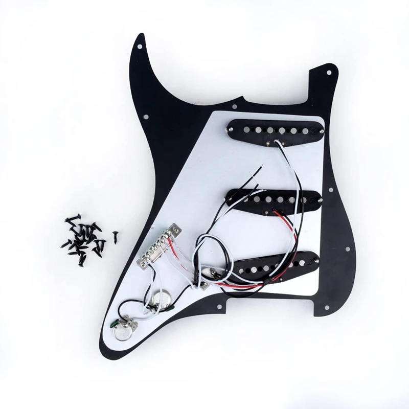 Single Coil SSS Electric Guitar Pickguard Pickup Loaded Prewired Scratch Plate 11 Holes 3Ply for ST SQ Guitar