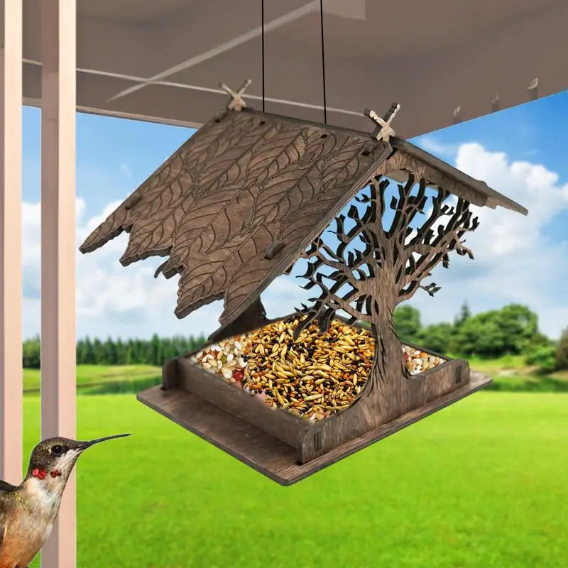 Wooden Hummingbird Feeder For Outdoors Hanging Extra-Large Cottage Bird Cage House Garden Yard Decoration Accessories Pet Supply