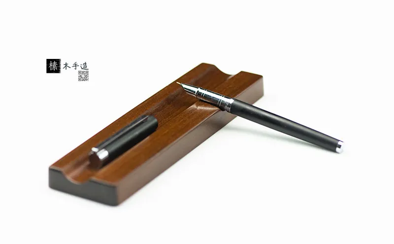 3/2/1 Slot Wooden Fountain Pen Holder with Temporary Pen Rest Desktop Organizer Storage Rack Office School Supplies Stationery