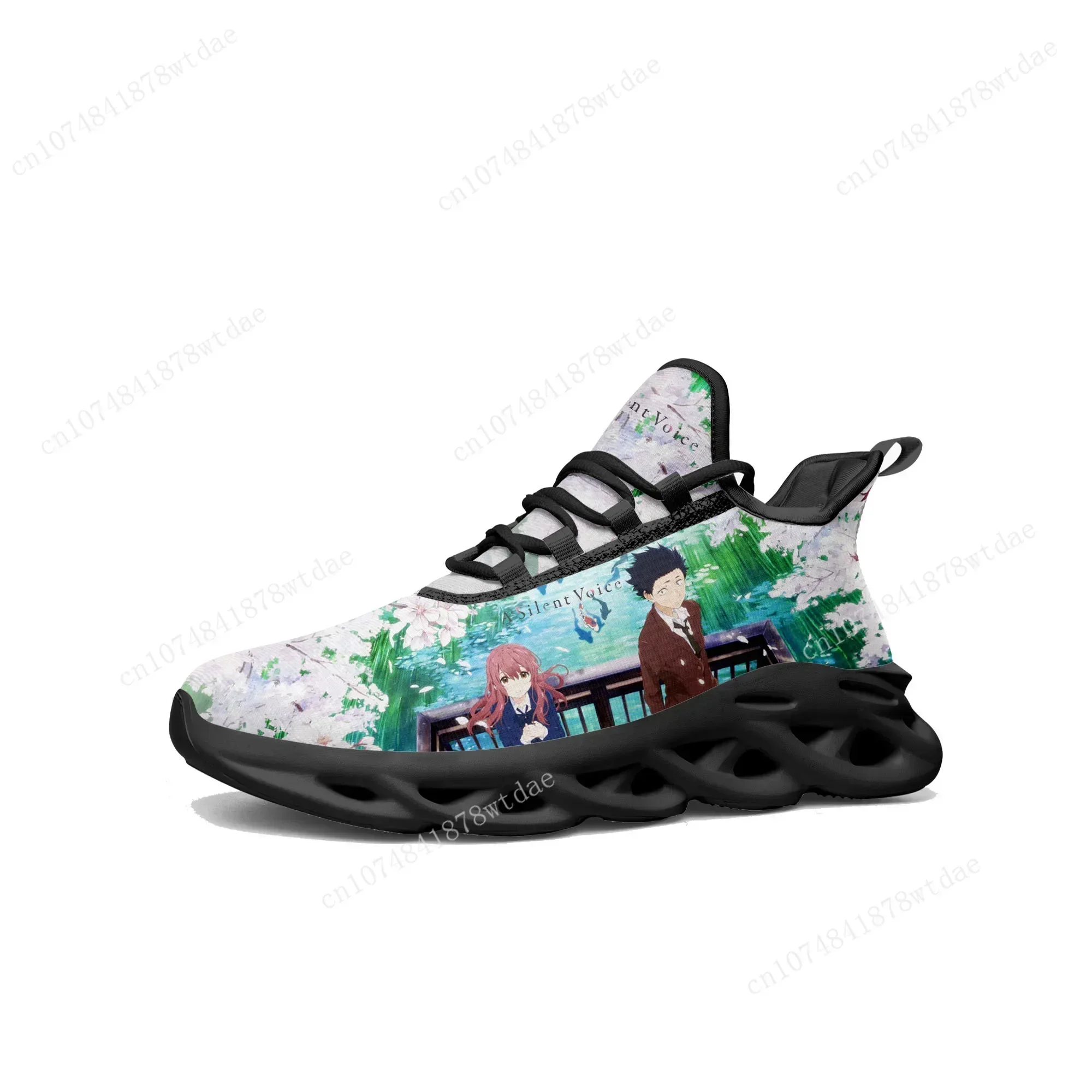A Silent Voice Flats Sneakers Mens Womens Sports Running Shoes High Quality Japanese Anime Custom Lace Up Mesh Footwear