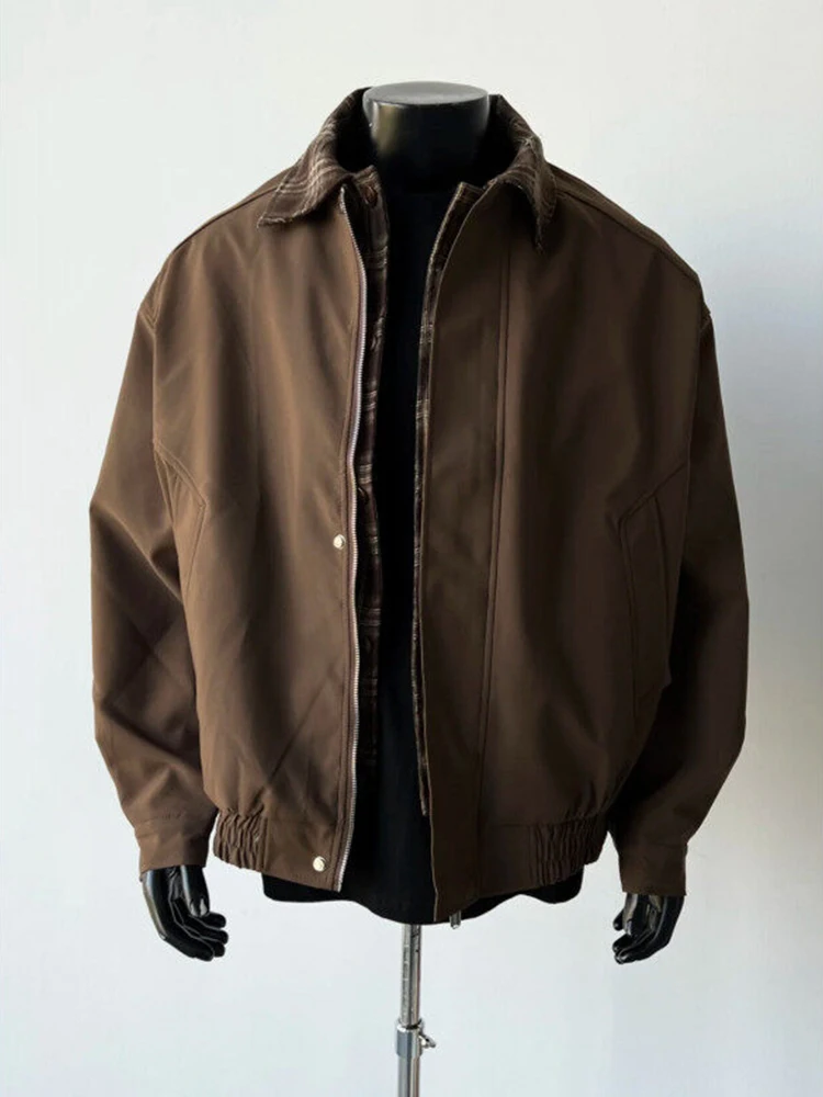 

Мужская летная куртка Brown Barn в стиле ретро с отложным воротником, клетчатыми вставками и эффектом двухслойности, весенняя верхняя одежда в американском стиле