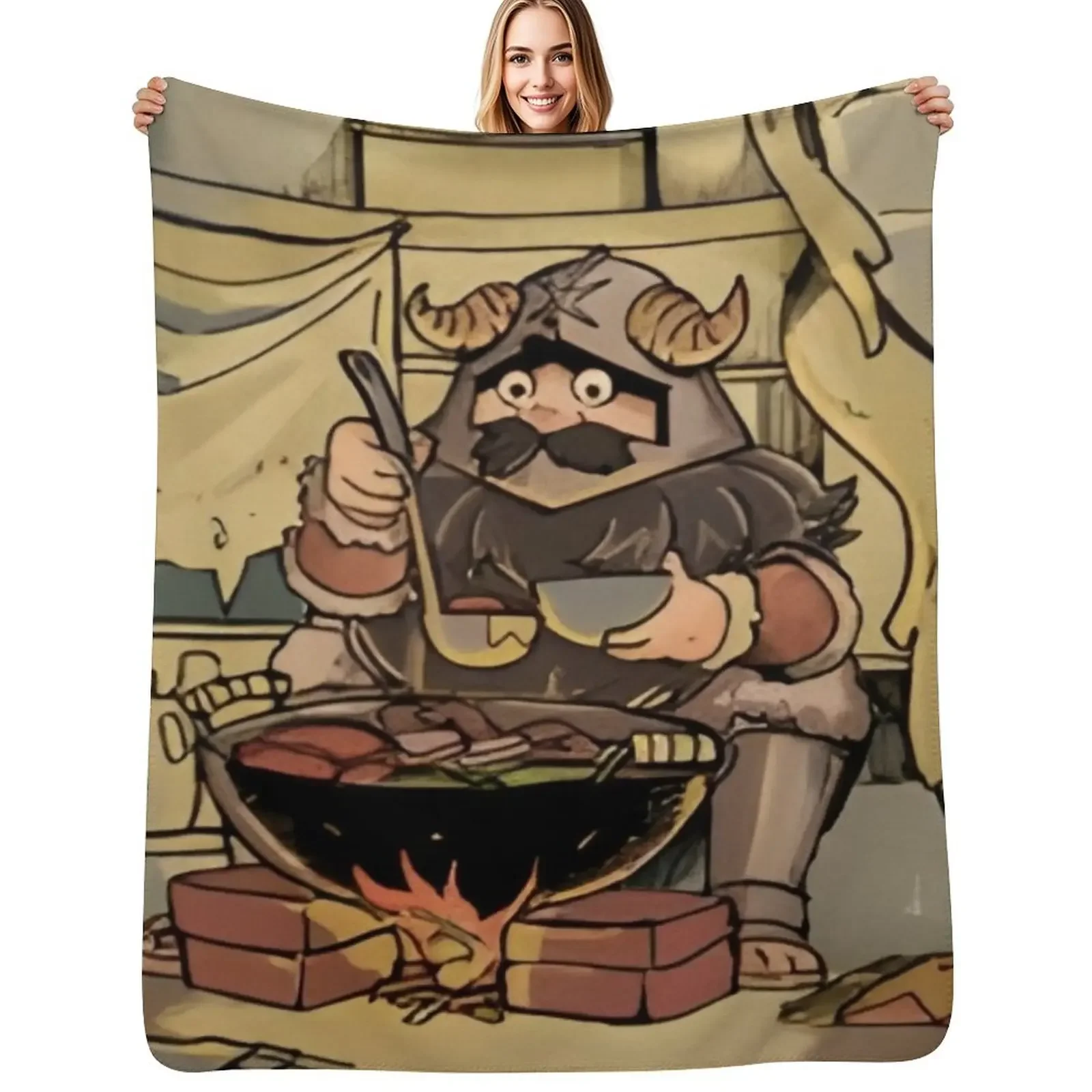 

Dungeon Meshi Delicious in Dungeon - Senshi Cooking Throw Blanket wednesday Thermal Retros Blanket