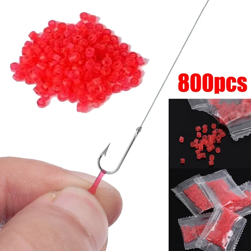 800 PCS Elastic Latex Raw Material Red Fish Tackle Rubber Band for Bloodworm Bait Granulator Bait Fishing Tackle Accessories