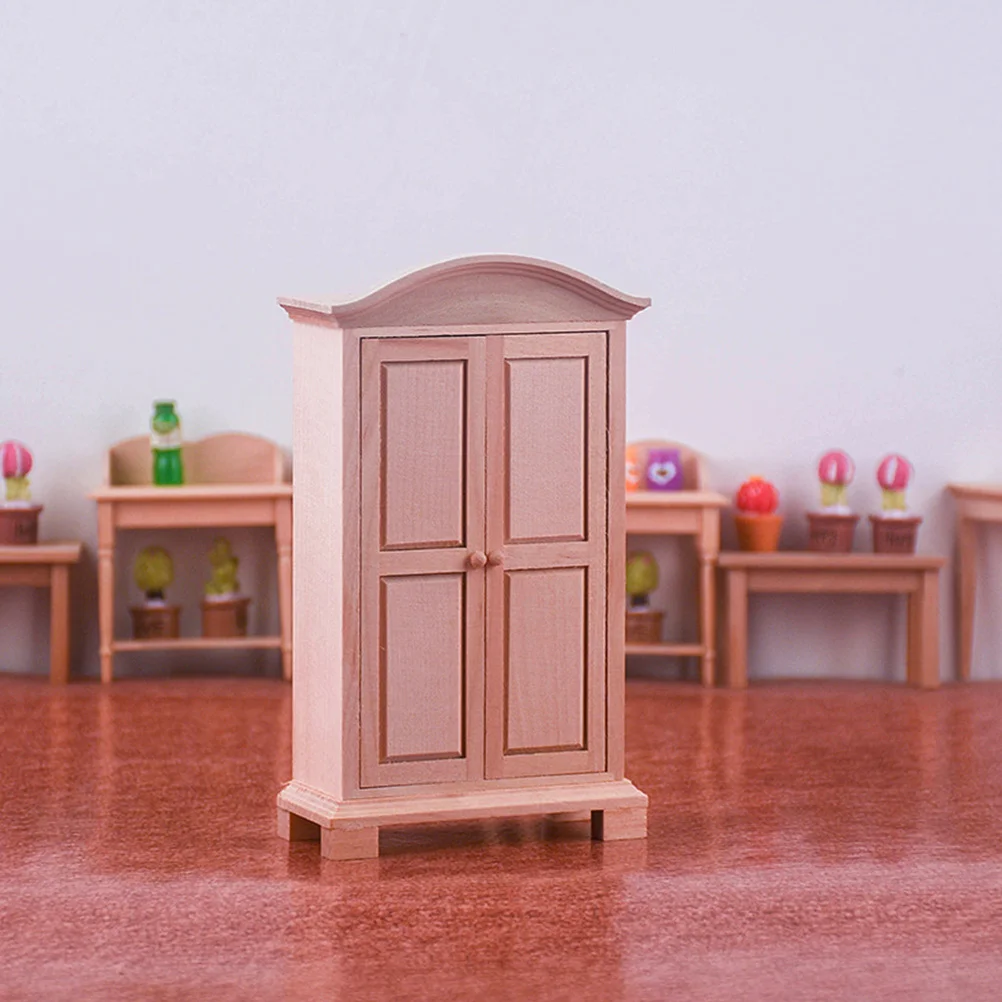 Mini Wardrobe Ornaments Miniature Cabinet Furniture Models House Decor Accessories Wooden Bookcase Storage Prop