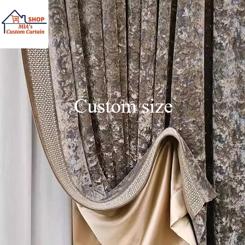 

Custom size Fashion luxury European Luxury French Velvet curtains for living room bedroom dining