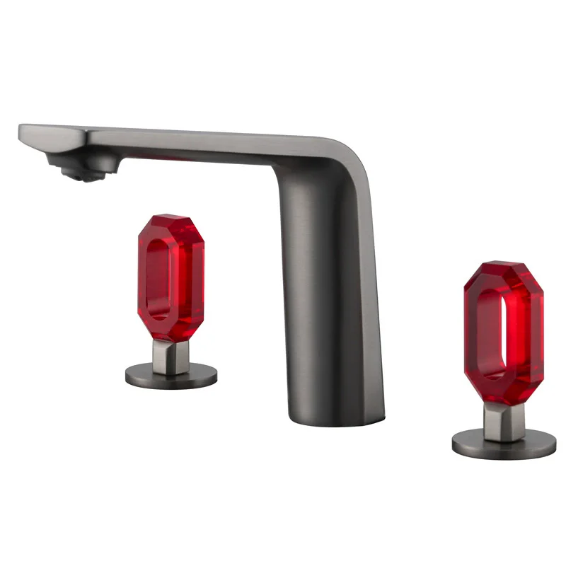 

Luxruy Widespead Basin Faucet Mixer Hot and Cold Grey Bathroom Faucet Brass 8 inch Basin Faucet Crystal Sink faucet Lavotory Tap