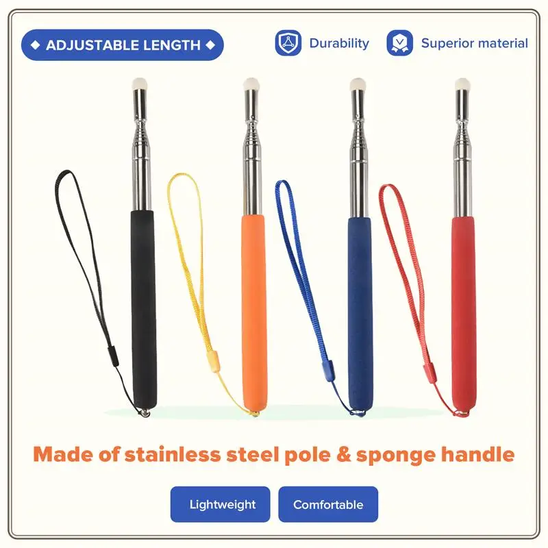 Reliable-4Pcs Telescopic Pointer Stick With Hand Lanyard Teacher Pointer For Classroom Retractable Pointer Whiteboard Pointer,4P