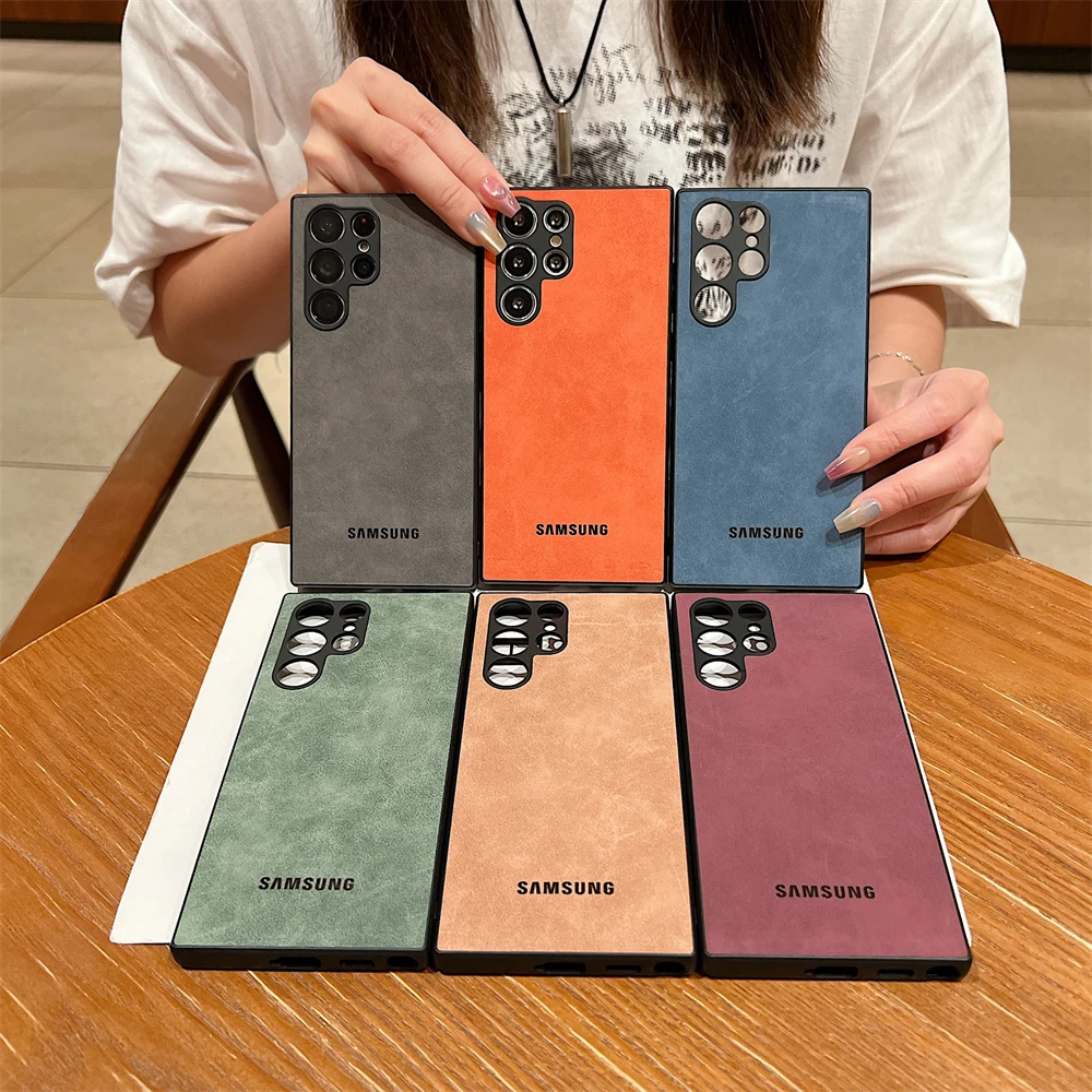 �tui de protection complet pour Samsung Galaxy S26 S25 S24 S23 FE S22 Ultra Plus A15 A16 A25 A55, housse en cuir de mouton en peau d'agneau souple