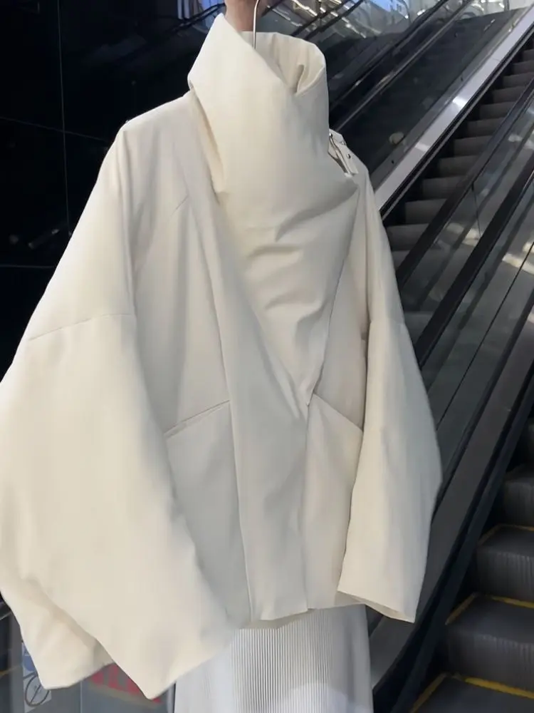 Kurze, mit Baumwolle gefütterte Jacke mit großem Revers, Damenmantel, Herbst-Winter 2022, neuer High-End-Lose, warm, schick, Brot-Kleidungsmantel