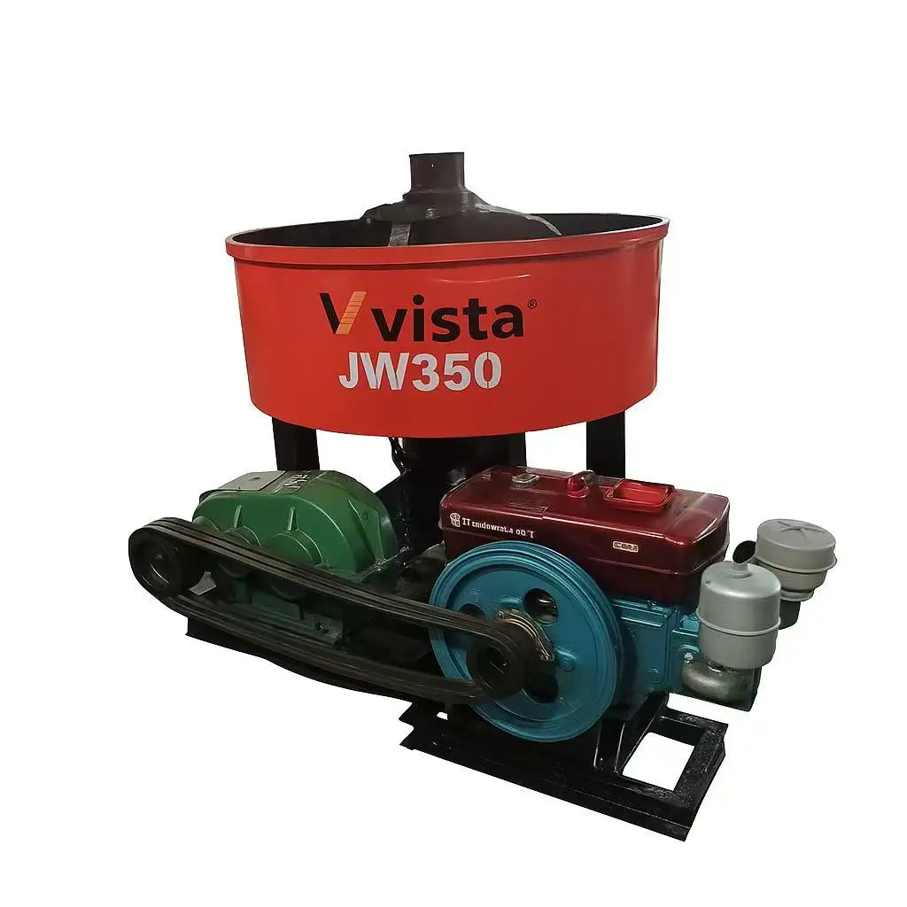 Diesel Engine Concrete Pan Mixing Machine Vertical Stand Flat Mouth Cement Mixer