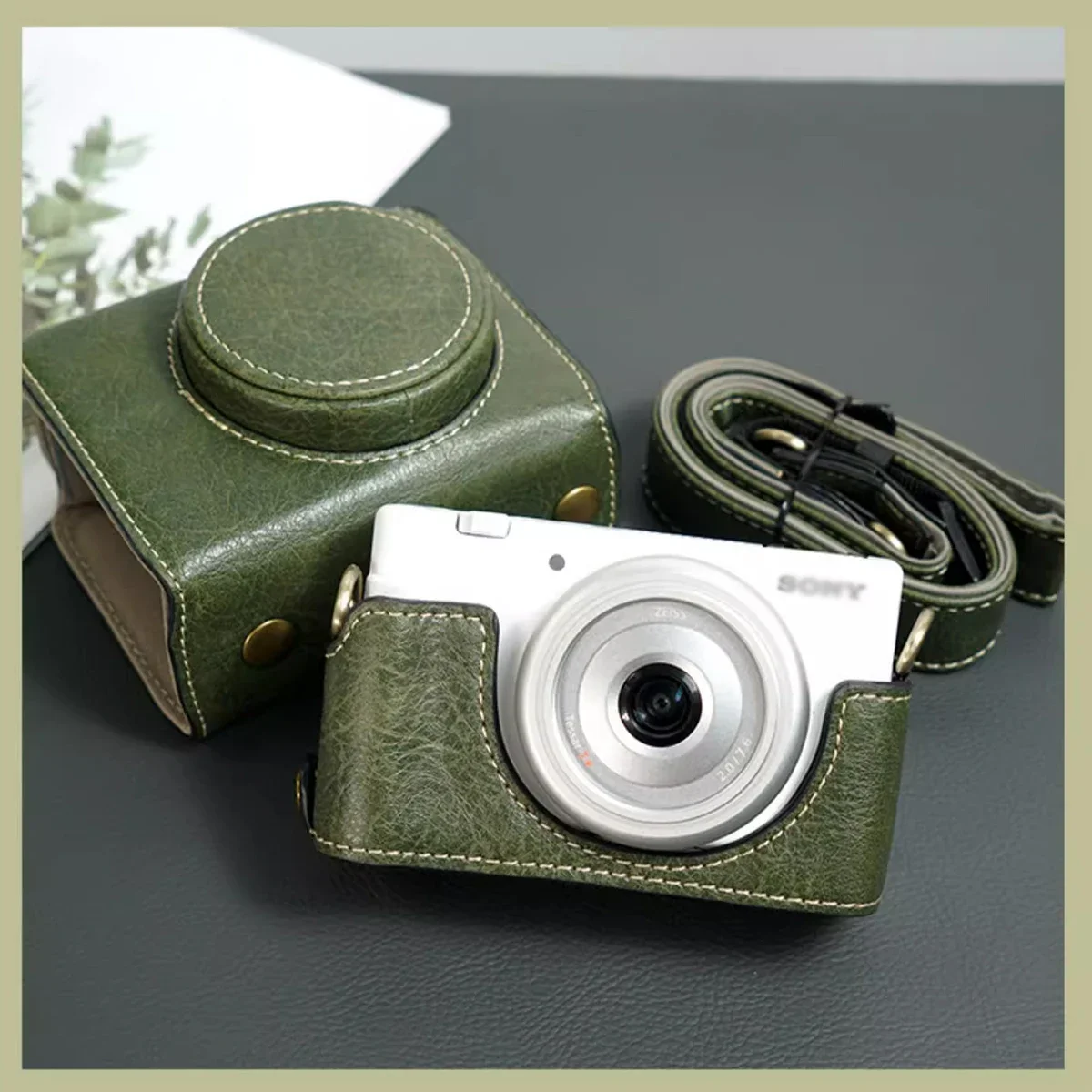 

For Sony ZV1II ZV-1II ZV1M2 ZV1F Portable PU Leather Case camera bag Protective Cover shell with Shoulder Strap