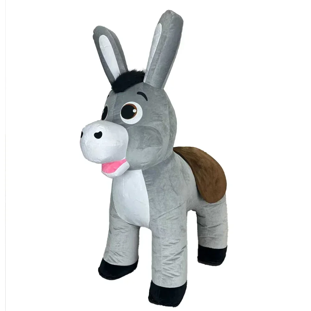 

Grey Donkey Inflatable Costume Mascot Parade Adult Character Cosplay Birthday Halloween Party Event Plush Set No Battery
