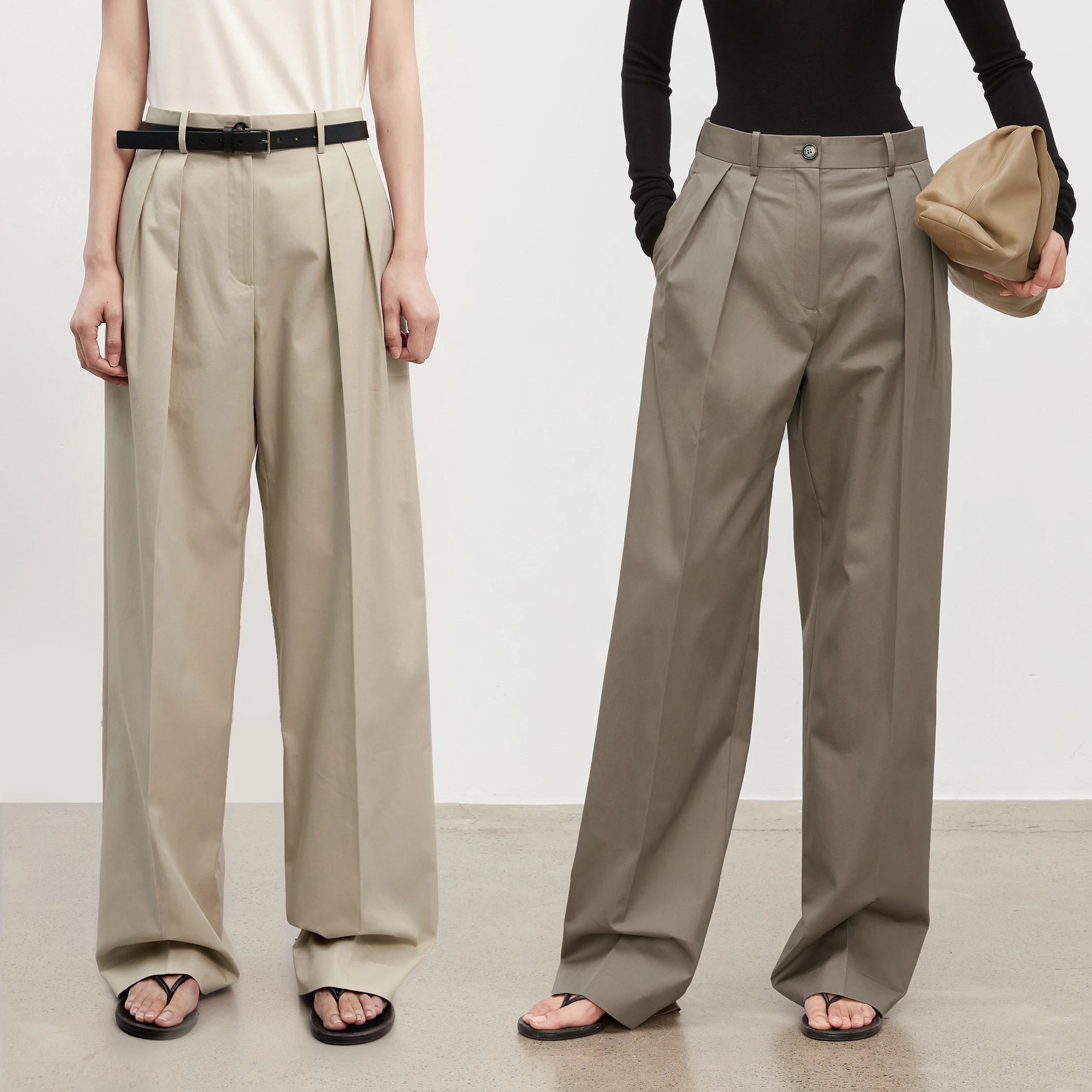

CHICJOC Supima Cotton Classic Air Wide Leg Pants High Densi Kendall Street Sle R0W Flared Trousers Casual Commute Pants