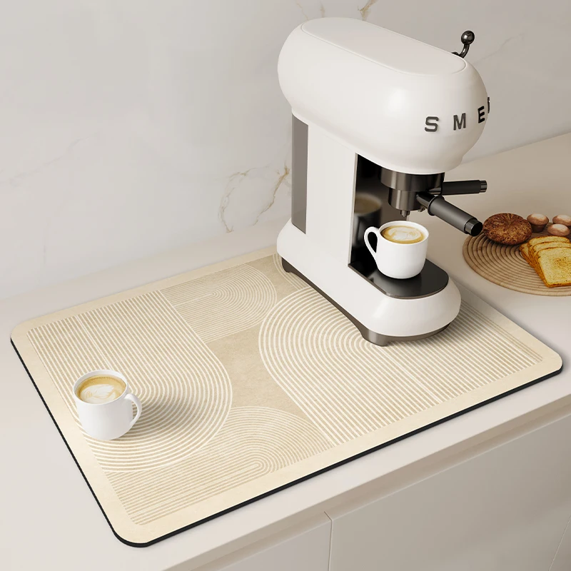 Coffee Machine Pad Rubber Dish Drying Mat Non-slip Kitchen Super Absorbent Mats Guard Countertop Protector Kitchen Accessories