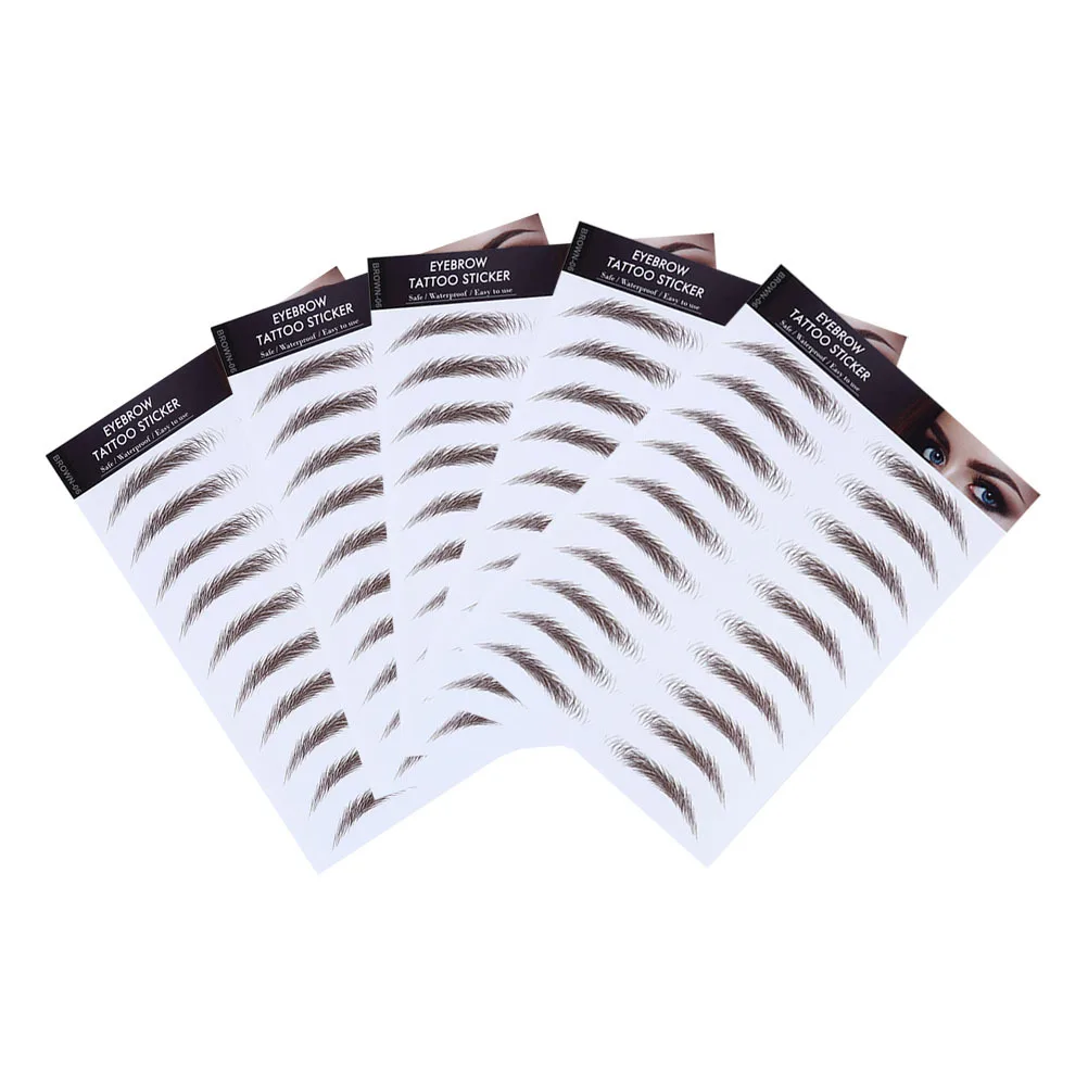 

5 шт. временных татуировок для бровей, 6D наклейки для бровей, реалистичные накладные брови для редких и тонких бровей, инструмент для макияжа, быстрое нанесение