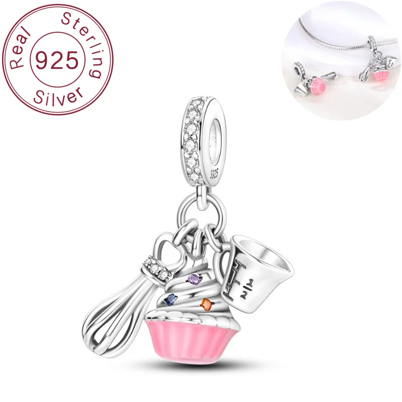 925 Sterling Silber Anhänger Kuchen-Back-Armband Schmuck