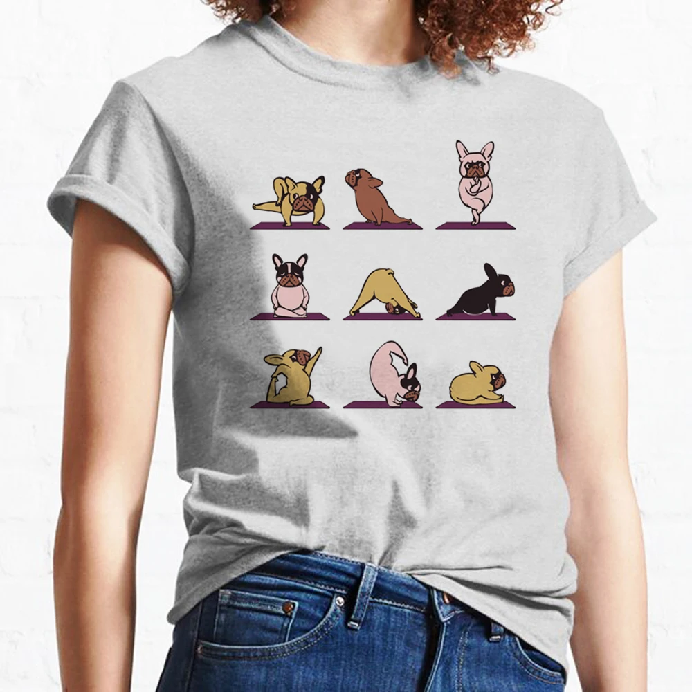 

French Bulldog t-shirts women Y2K graphic top girl funny comic 2000s clothes