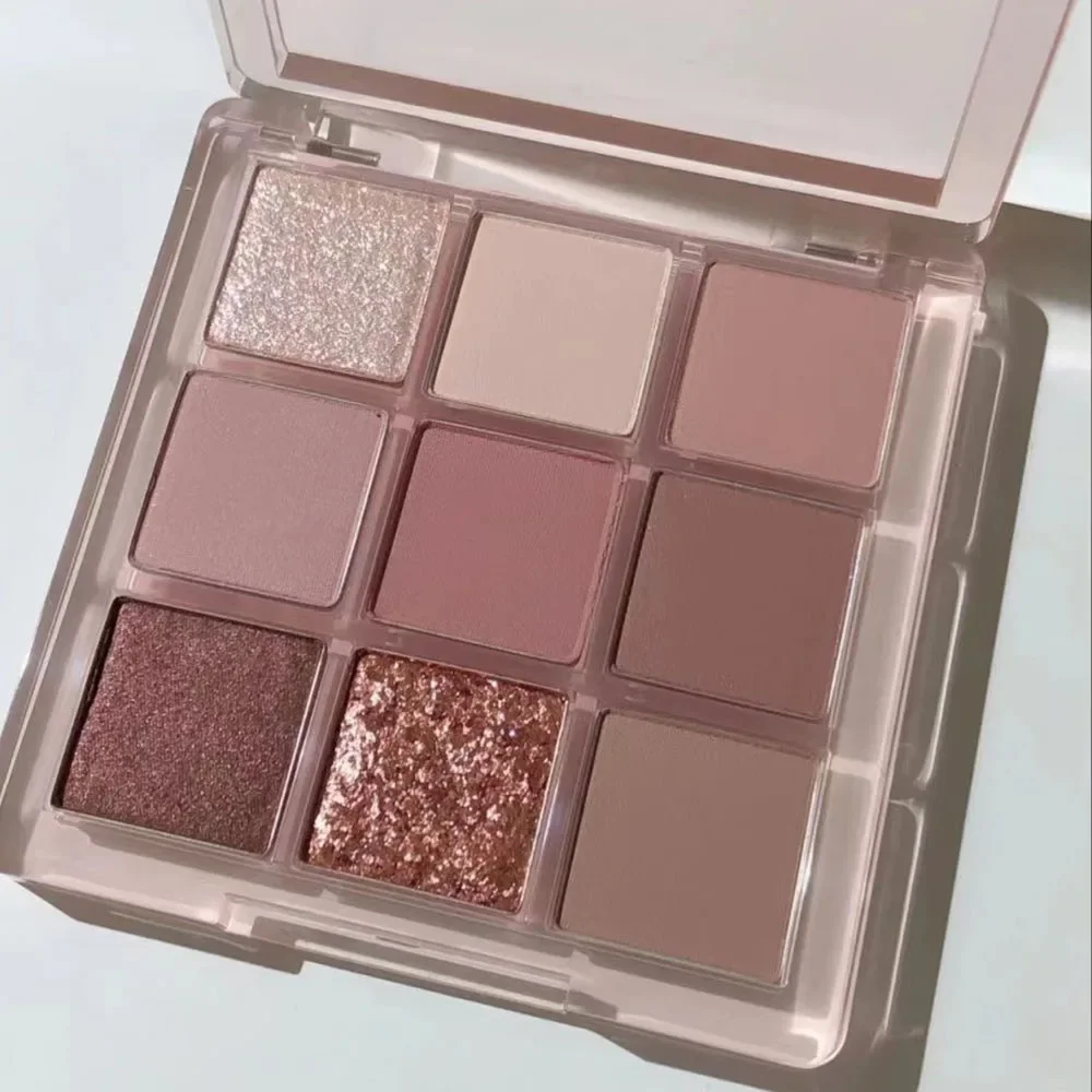 Nueva paleta de sombra de ojos de nueve colores, mantequilla, naranja, marrón, mate nacarado, brillo, sombra de ojos brillante, maquillaje de ojos de larga duración