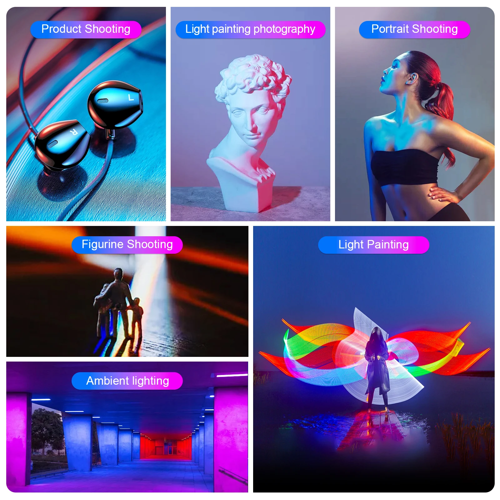 LUXCEO P400S Handheld RGB Video Lights Wand 36000Color 2500-6500k LED Photography Lamp Creative Light Painting for Photographer