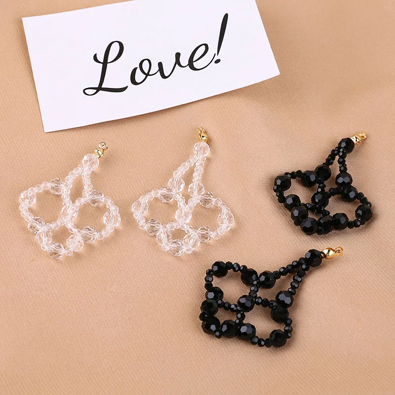 1pcs Crystal Beads Cut Faceted Beads Woven Hollow Geometric Flower Pendant Diy Handmade Jewelry Earrings Accessory Materials