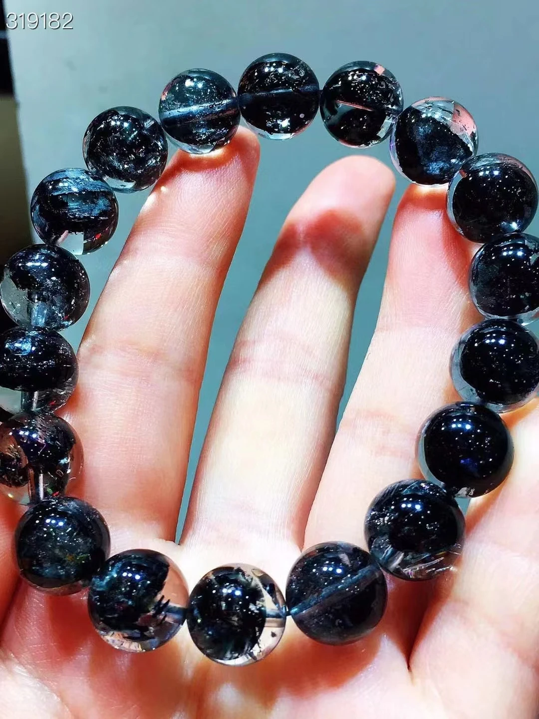 

Natural Black Herkimer Diamond Rutilated Quartz Bracelet Clear Round Beads 11mm Fashion Jewelry For Woman Man AAAAAAA