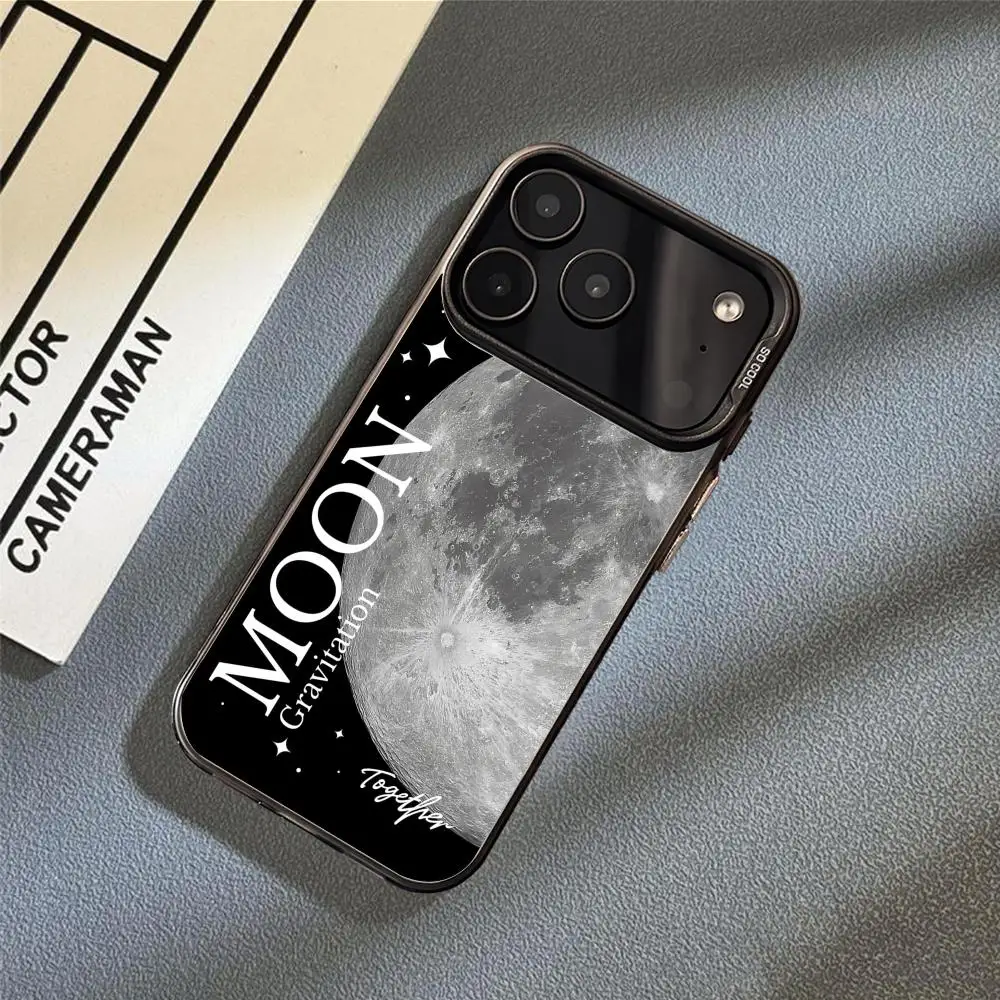 Night Moon Phone Case For iPhone 17 16 15 14 13 12 11 Pro Max Air Matte Laser Aurora Shockproof Funda
