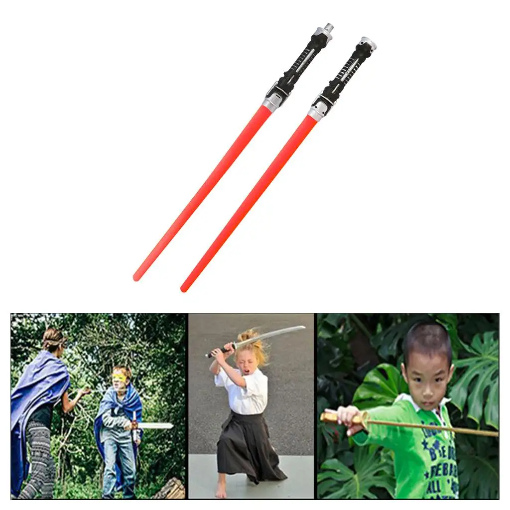 LED Flash Sword 2 in 1 Light Up Saber for Kids 7 Color Glow Blade with Realistic Clash Sound Effects Halloween Party Prop