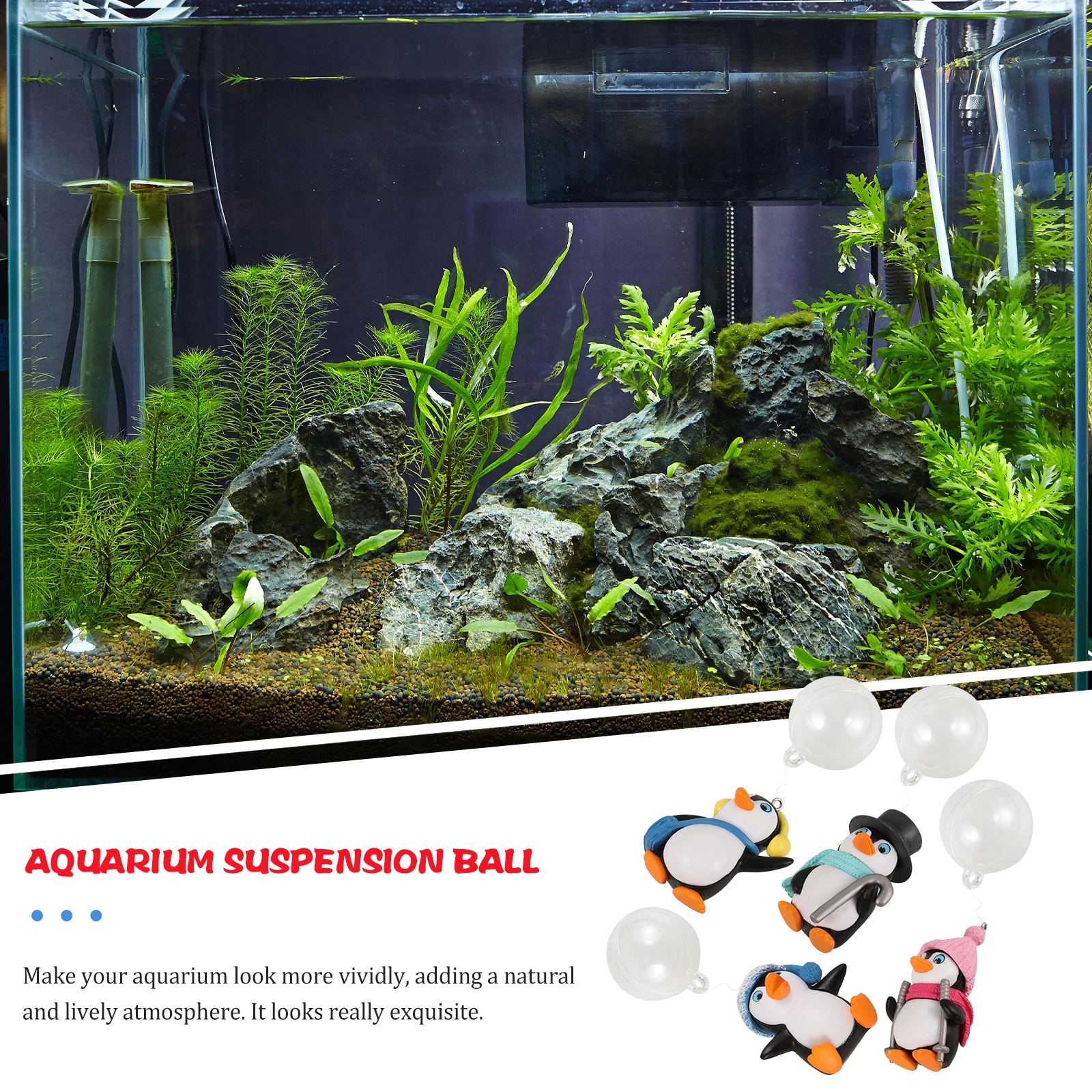 

4Pcs Aquarium Penguin Ornament Wear-Resistant Floating Fish Tank Decor Delicate Cartoon Penguin Figure for Glass Water Tank
