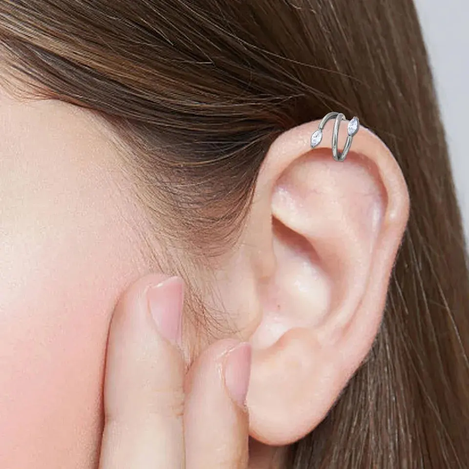 ต่างหู F136ไทเทเนียมแฟชั่น ASTM ห่วง tragus ห่วงจมูกคริสตัลหินเครื่องประดับสำหรับผู้หญิง