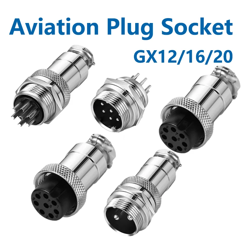 

5 Set GX12/GX16/GX20 Aviation Plug Socket 2/3/4/5/6/7/8/9/10/12/14/15Pin Male Female Soldering Industrial Connectors Gold-plated