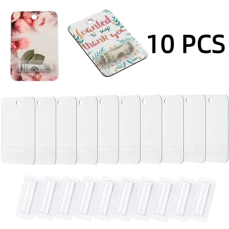 10 Sets Sublimation MDF Frame Lipstick Pouches with Adhesive,Printable MDF Hard Board for DIY Crafts Making for Birthdays Grad