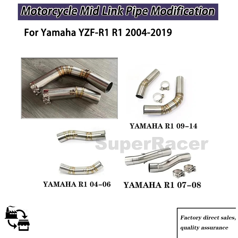 

R1 Motorcycle Exhaust Muffle Middle Link Pipe Middle Section Of Exhaust System For Yamaha YZF-R1 R1 2004-2019 Replacement Parts