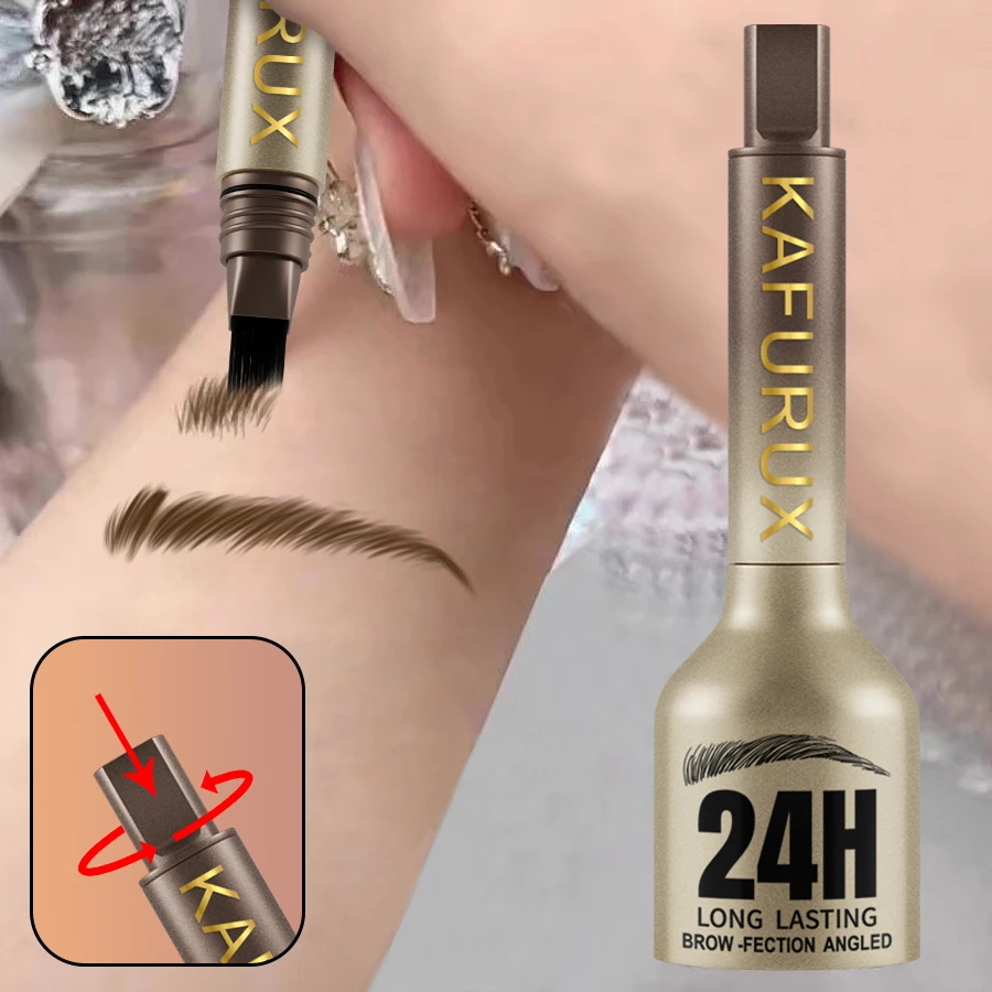 3D Dye ดินสอเขียนคิ้ว Hairling Anti-smudge กันน้ําติดทนนานสีดําสีน้ําตาลแปรงขนาดใหญ่ธรรมชาติ Eyebrow Enhancers ครีม